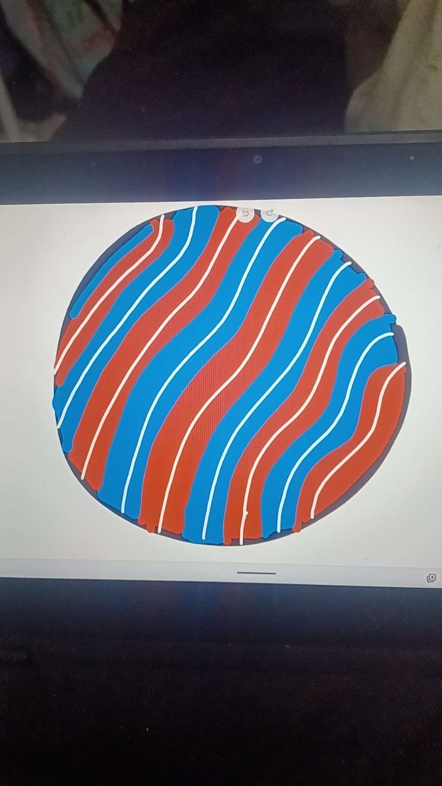Freedom Ball colored concept render with red and blue wavy stripes